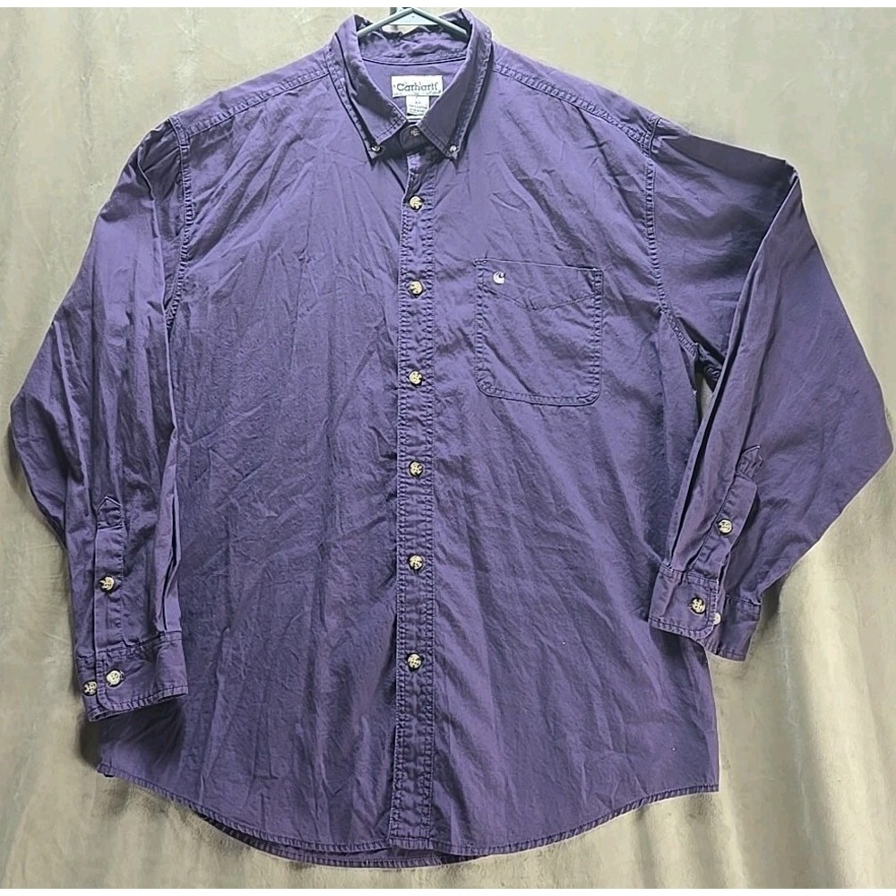 Carhartt Blue mens button up long sleeve‎ collar casual top XL